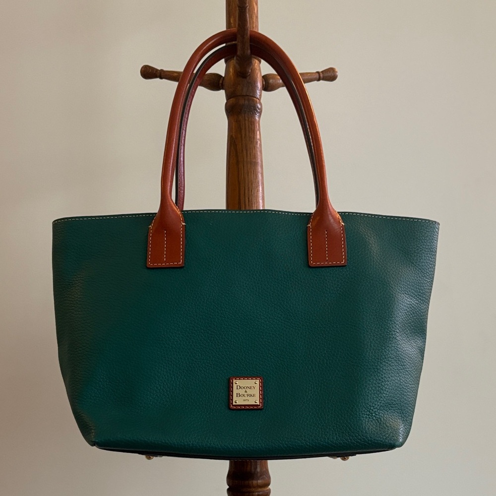 Dooney & Bourke Large Pebble Grain Leather Shoulders Strap Tote Bag - Green